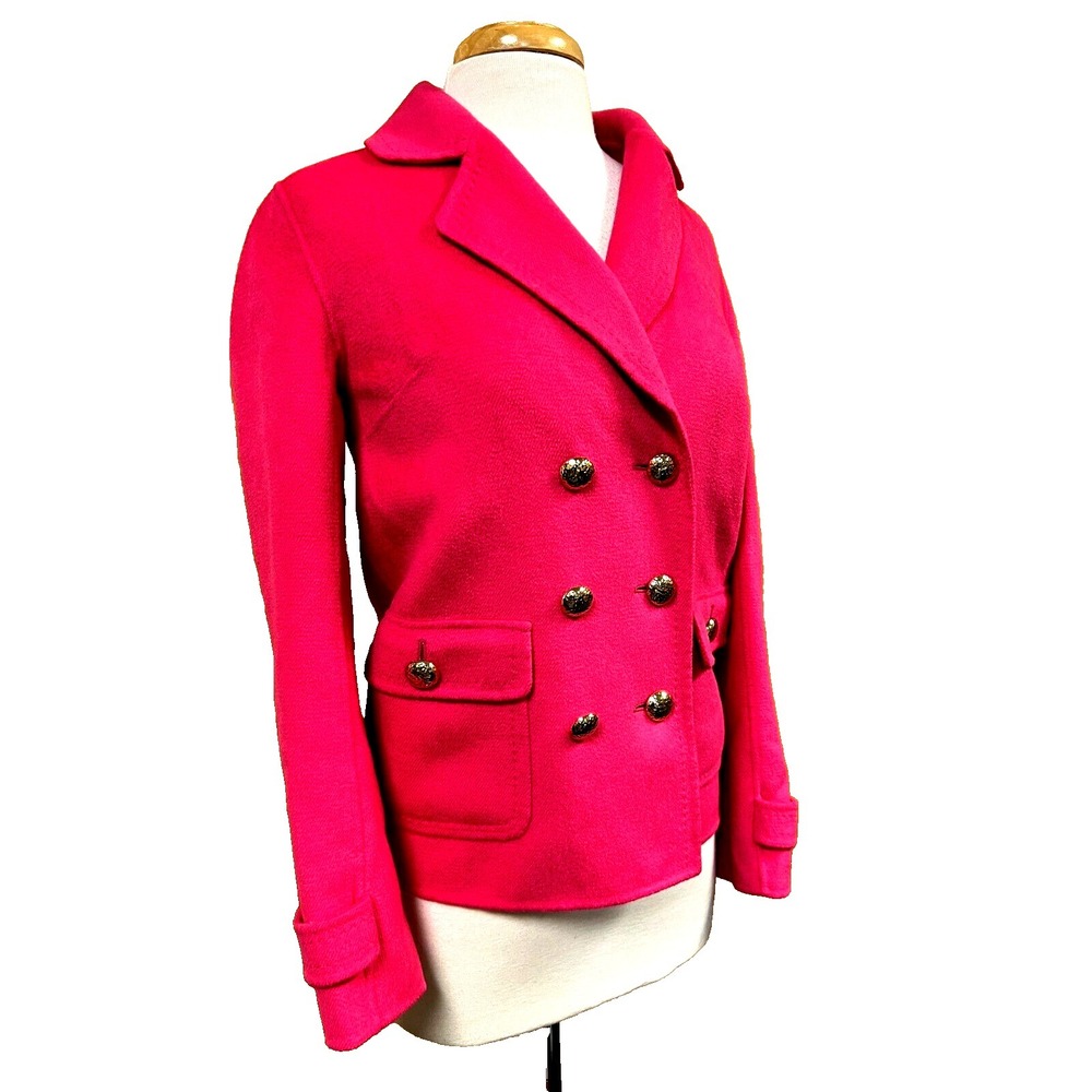 St. John Vintage Sewn By Hand Blazer Pink Angora Blend Double‎ Breasted  SZ 2